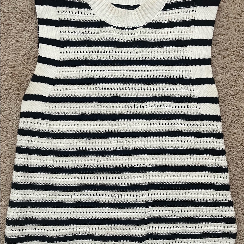 Navy & White Knit Top